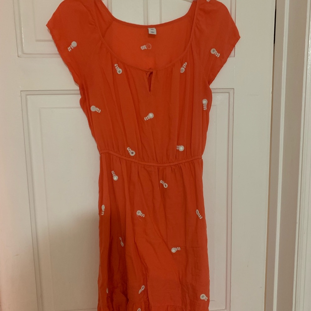 Orange dress with reflective print